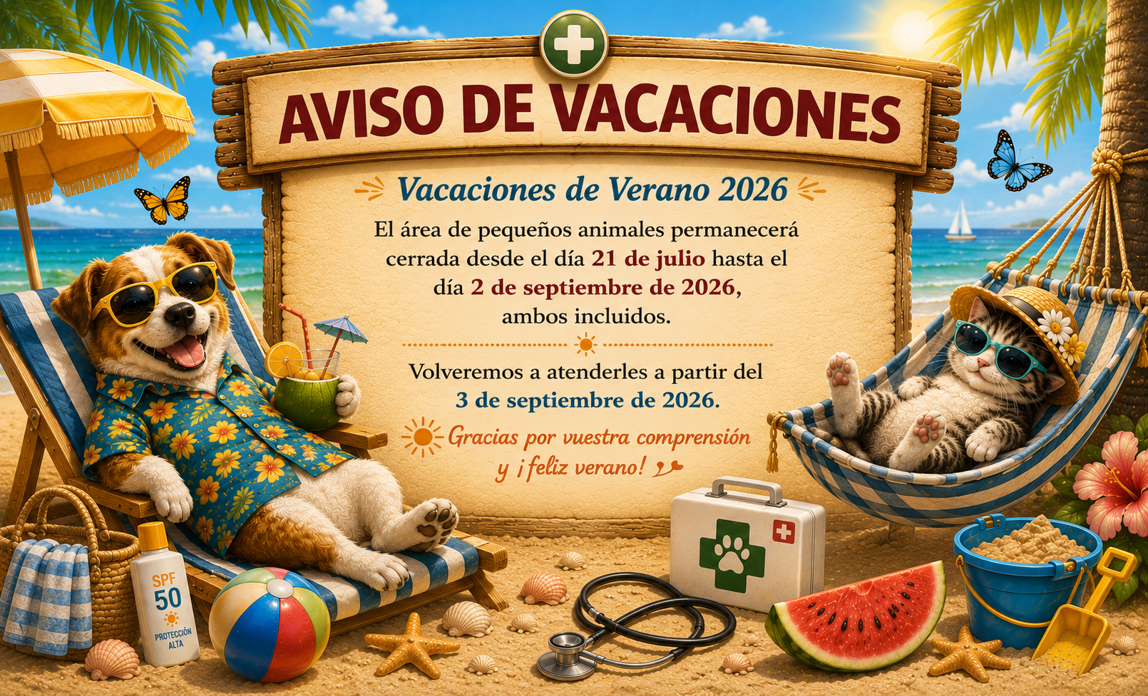 Cierre Servicio Pequeños Animales a partir del 21 de Julio